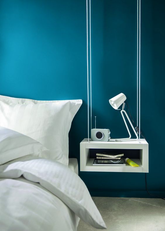 White Box Shelf Hung by Thin Cords