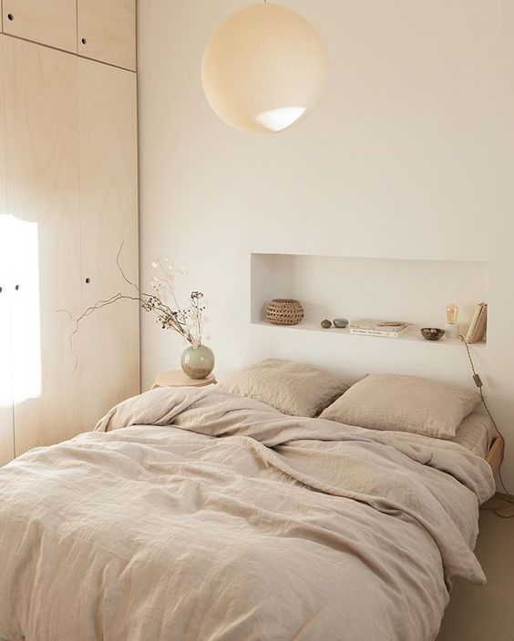 Recessed Shelf for Displaying Small Woven Baskets and Books