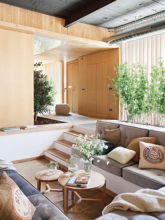 Sunken Seating With Built-In White Ledge