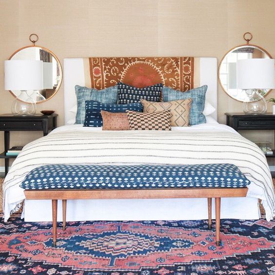 Textile Headboard Adds a Layered Pattern Statement