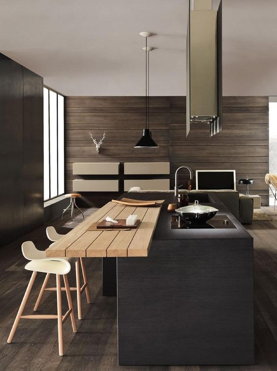 Floating Wooden Table Extension Adds Dining Space