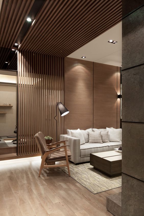 Define Spaces with a Subtle Wood Slat Divider