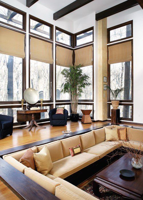 Sunken Sectional Sofa Creates a Cozy Conversation Pit