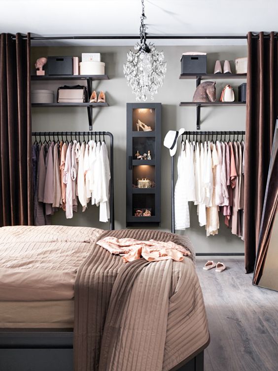 Tall Glass Cabinet Showcases Shoes and Accessories