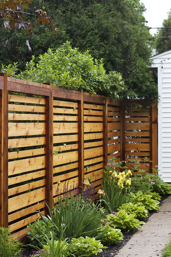 Dark Gaps Between Wood Slats Create a Graphic Look