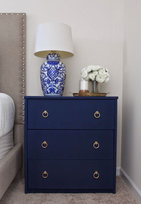 Navy Dresser With Gold Ring Pulls Adds Classic Style