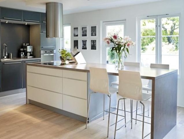 Extend Your Island for Integrated Dining and Bar Stools