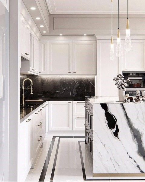 Glass Teardrop Pendants Add Delicate Sparkle Above Island