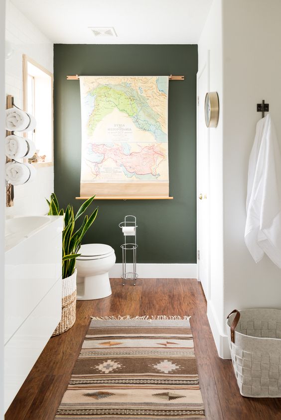 Vintage Map Adds Unexpected Art To A Dark Wall