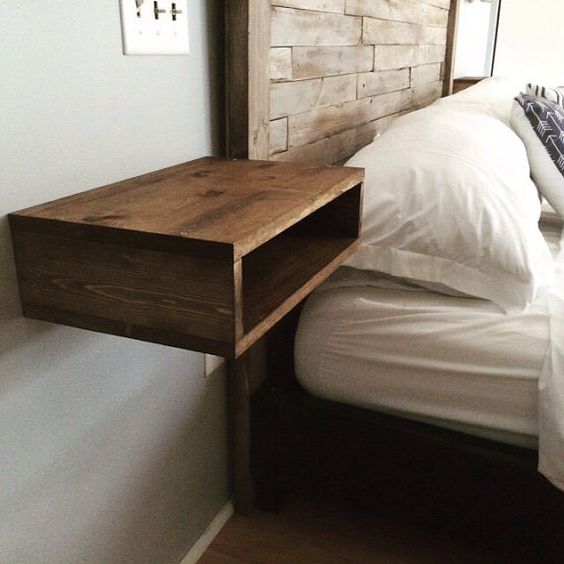 Deep Wooden Box Nightstand With Open Compartment
