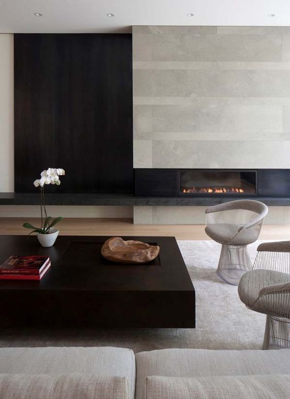 Dark Coffee Table With Recessed Wood Bowl Display