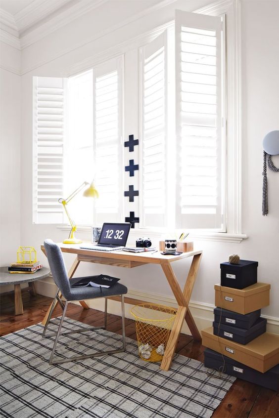 Stacking Boxes in Navy and Tan for Discreet Storage