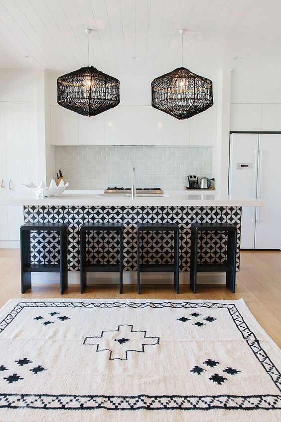 Black Geometric Tile Adds Pattern To Island Facade