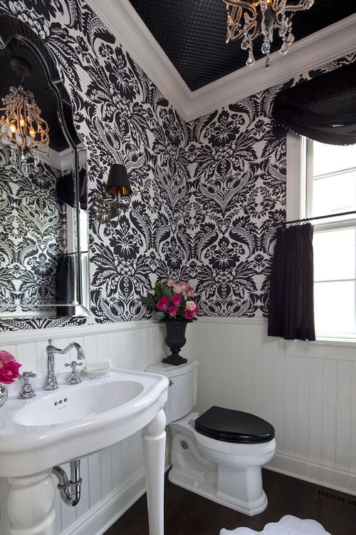 Damask Wallpaper Adds Dramatic Contrast
