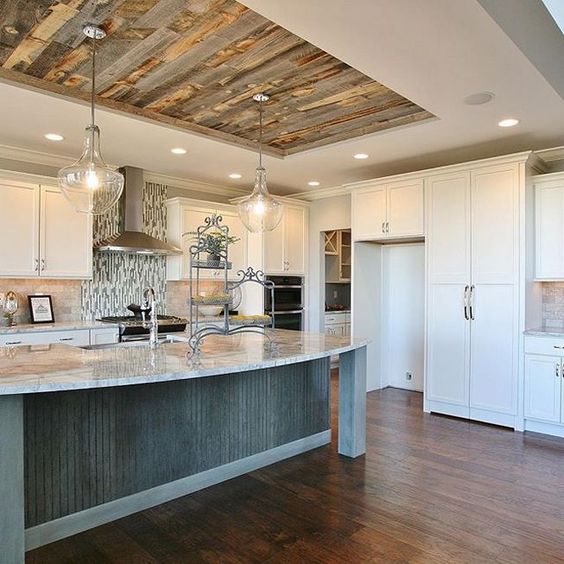 Reclaimed Wood Ceiling Adds Rustic Charm to Kitchen
