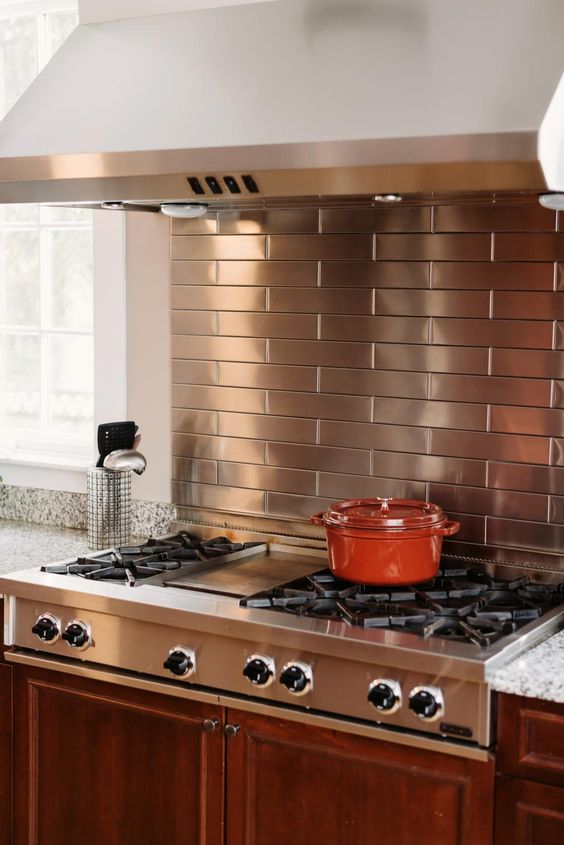 Opt for Easy Cleaning with Brushed Metal Subway Tile