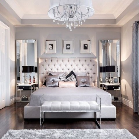 Tall Mirrored Floor Mirrors to Frame the Bed