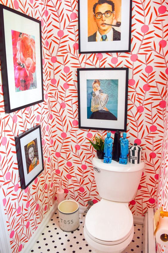 Framed Art Adds Personality Above the Toilet Tank