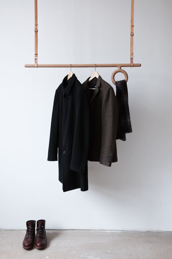 Minimalist Ceiling-Hung Rail With Integrated Scarf Ring