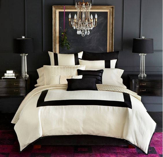 Black Border Duvet Adds Graphic Contrast to Cream Bedding