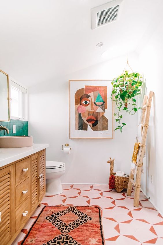 Wooden Ladder Displays Towels and Adds Natural Texture