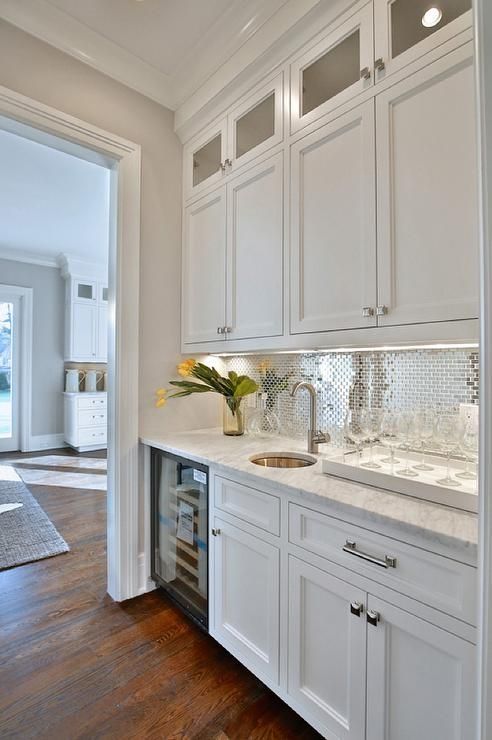 Mirrored Mosaic Backsplash Adds Sparkle Behind Your Bar Setup