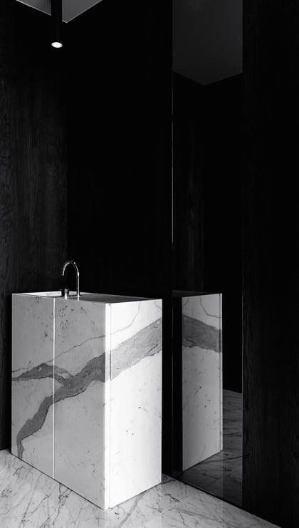 Marble Sink with Dramatic Veining