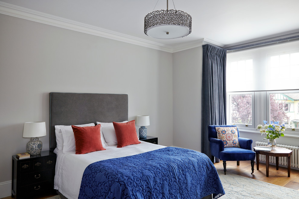 Dark Chest Nightstand Adds Classic Charm Beside Bed