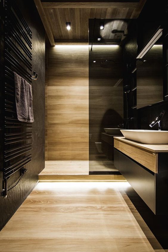 Recessed Floor Lighting That Warms Up Wood Tones