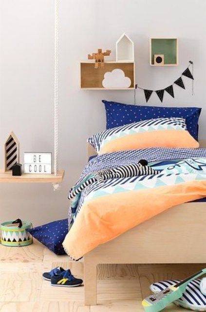 Graphic Bedding with Ombre Orange Fade
