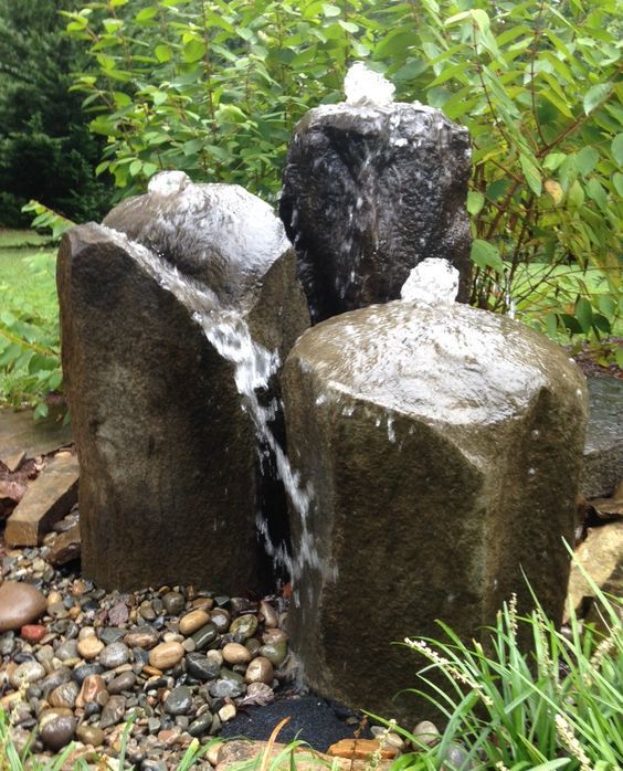 Natural Stone Pillars Create Soothing Water Sounds