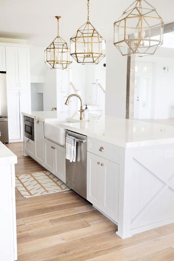 Introduce Warm Brass Accents with Geometric Lantern Pendants