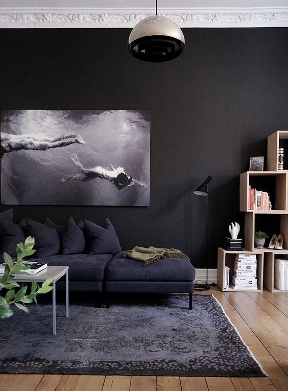 Anchor a Dark Wall with Oversized Artwork