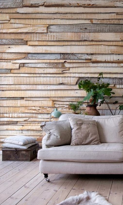 Layered Wood Planks Create Textured Walls