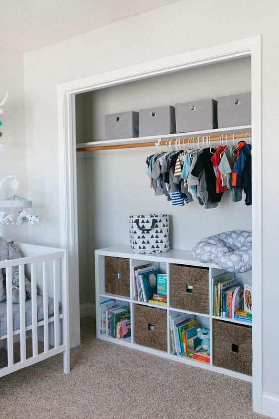 Cube Shelving Unit With Baskets and Books