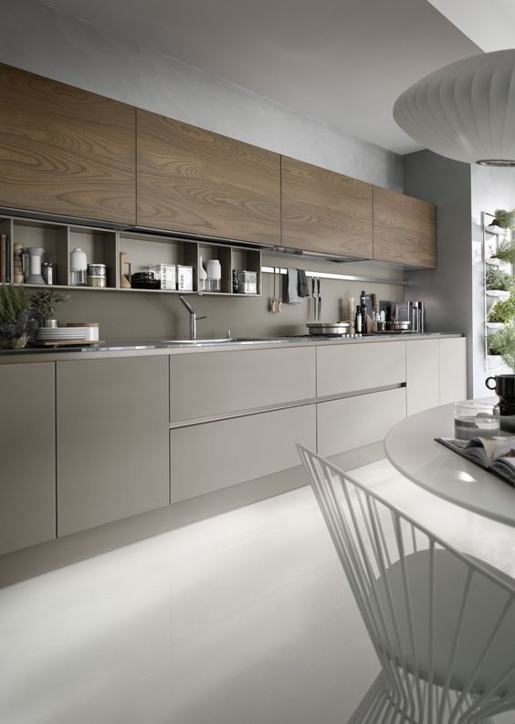Recessed Shelving Organizes Open Cabinetry