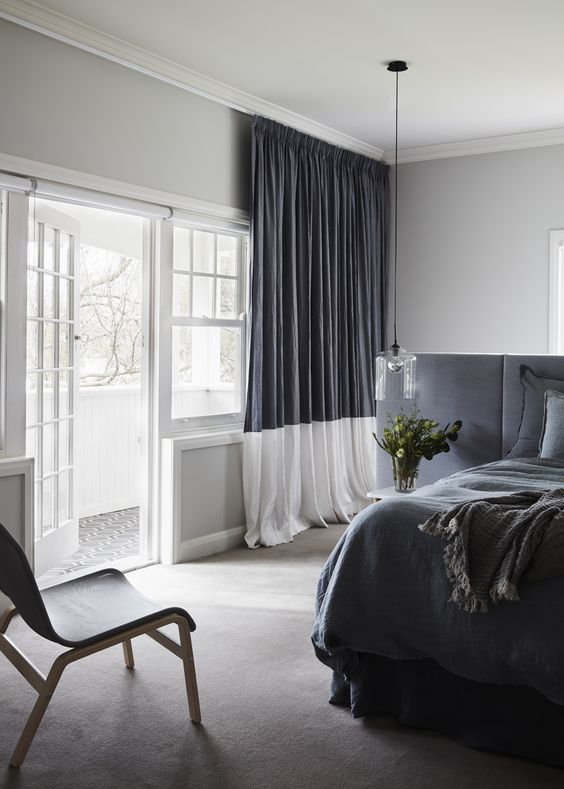 Two-Tone Curtains Add Graphic Contrast to a Room