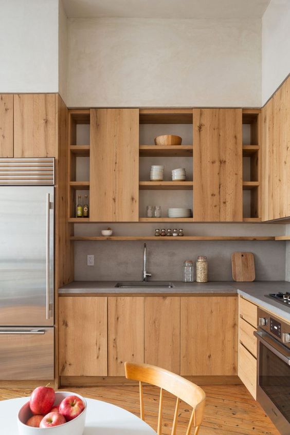 Conceal Shelves with Sliding Wooden Cabinet Doors