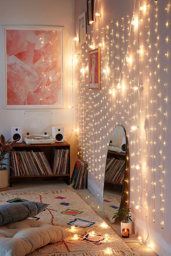 String Lights Create a Romantic Waterfall Effect