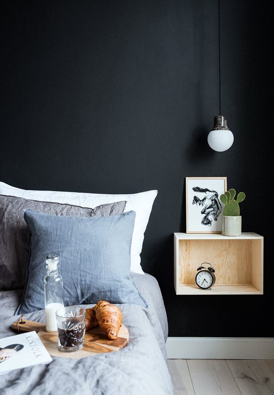 Light Wood Shelf Displays Minimalist Bedside Items