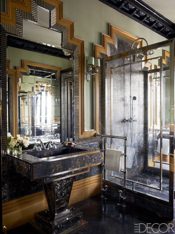 Layered Mirrors Create a Dramatic Art Deco Wall