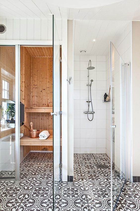 Ornate Black and White Floor Tiles Create a Bold Contrast