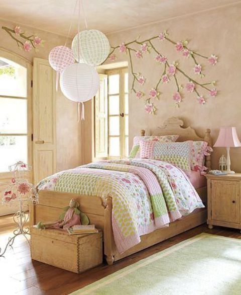 Pink Cherry Blossom Branches Add Whimsical Wall Art