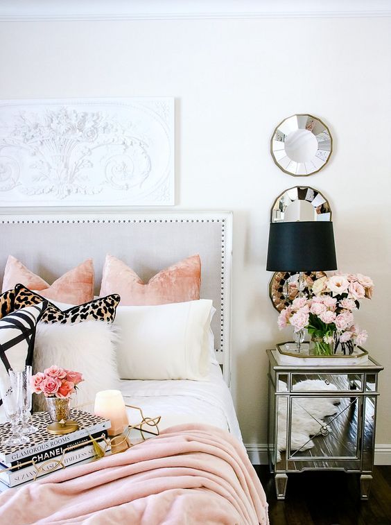 Mirrored Nightstand for Glamour and Light Reflection