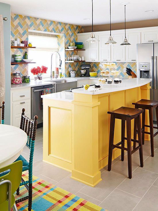 Geometric Tile Backsplash Adds Playful Pattern Behind the Sink