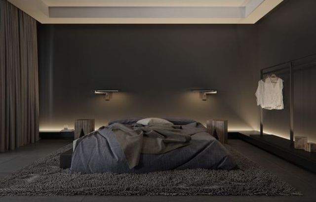 Wooden Stool Nightstands Add Natural Texture Beside the Bed