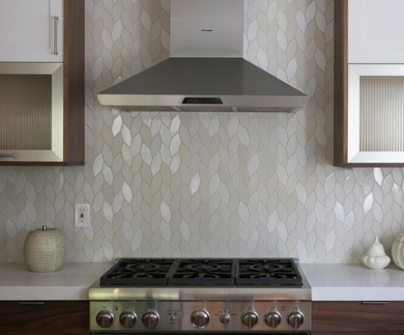 Choose Leaf-Shaped Tiles for Organic Backsplash Texture