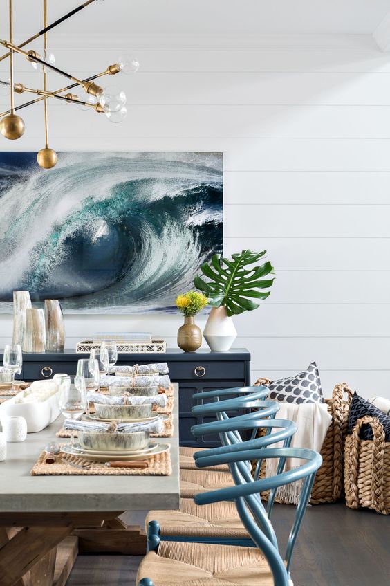 Textured Baskets Add Casual Storage to Dining Room Corners