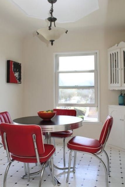 Retro Diner Chairs With Chrome Legs Anchor Your Kitchenette