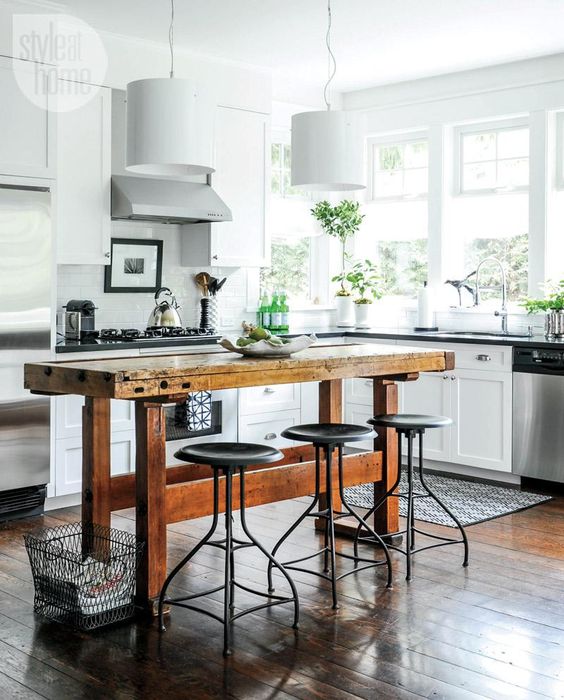 Choose a Reclaimed Wood Island with Industrial Pipe Legs